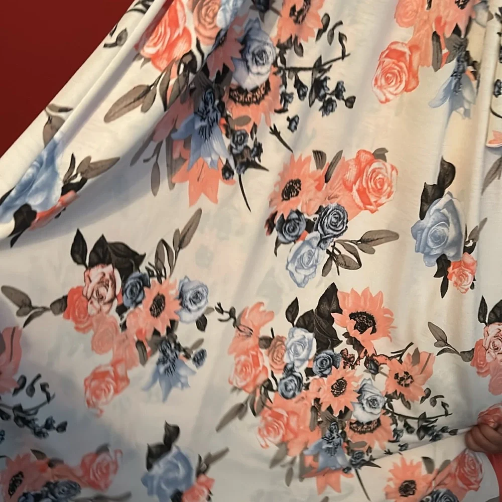 Vanilla bay Maxi Summer Floral Dress Size S small white ivory pink blue